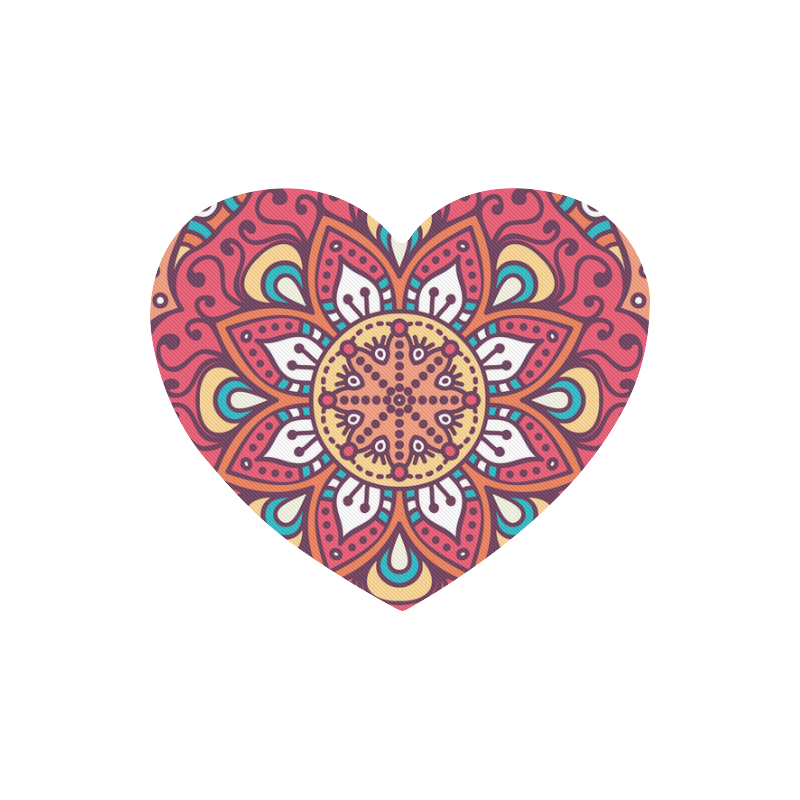 Red Bohemian Mandala Design Heart-shaped Mousepad