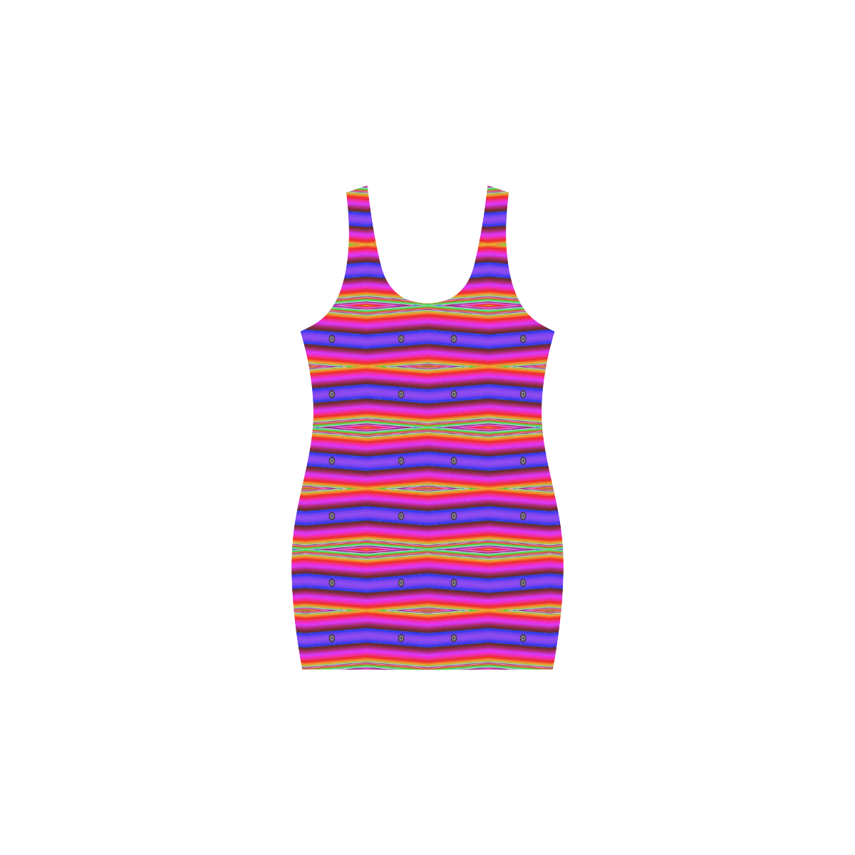 Bright Pink Purple Stripe Abstract Medea Vest Dress (Model D06)