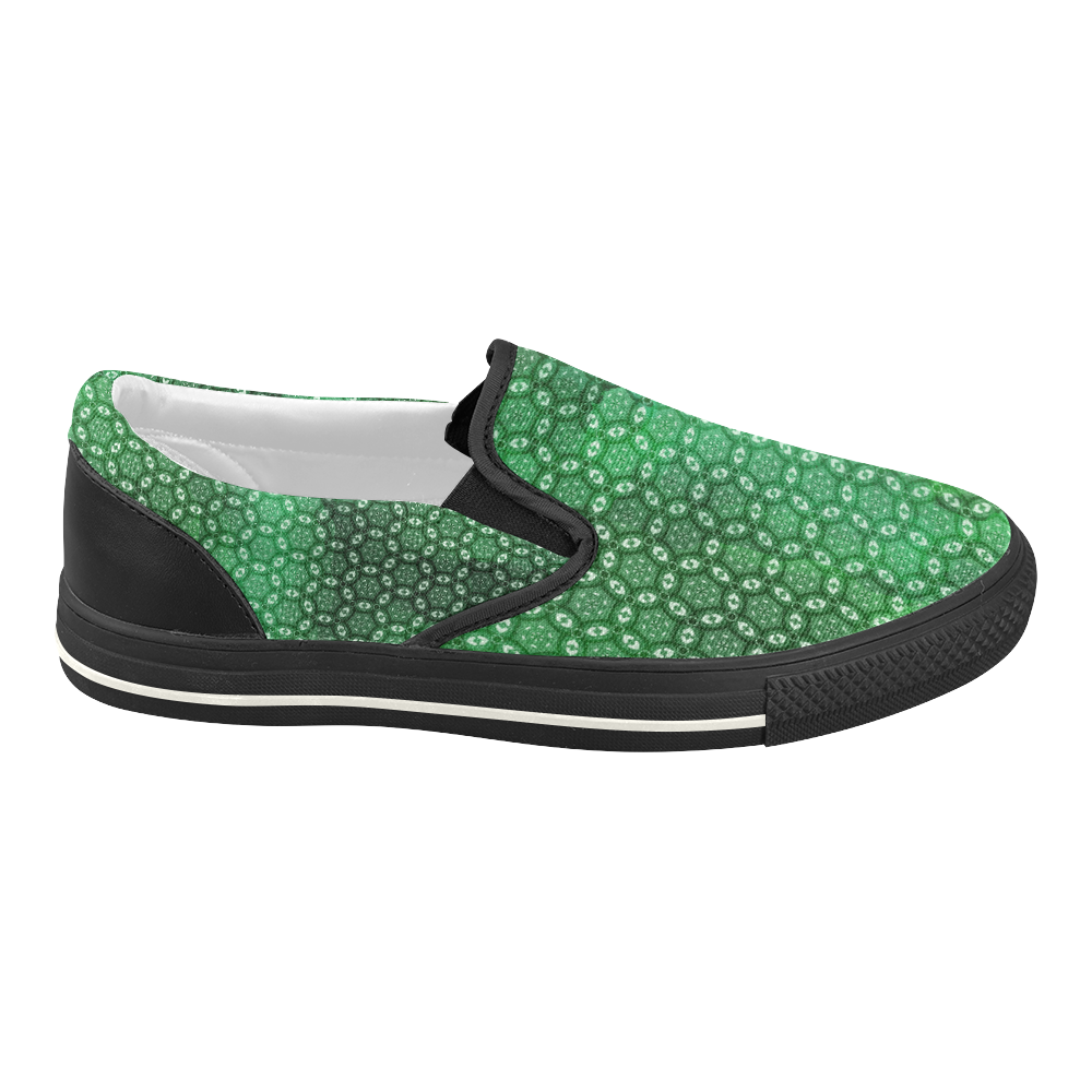 Green Abstract Forest Women's Slip-on Canvas Shoes (Model 019)