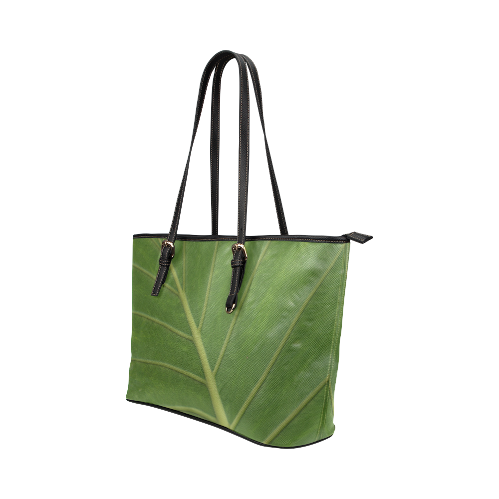 Elephant Ear Leaf Leather Tote Bag/Large (Model 1651)