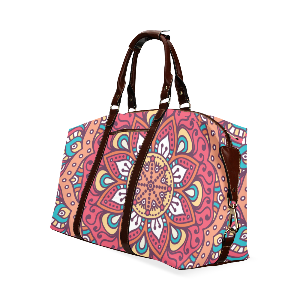 Red Bohemian Mandala Design Classic Travel Bag (Model 1643)