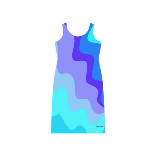 Blue Waves. Inspired by the Magic Island of Gotland. Phaedra Sleeveless Open Fork Long Dress (Model D08)