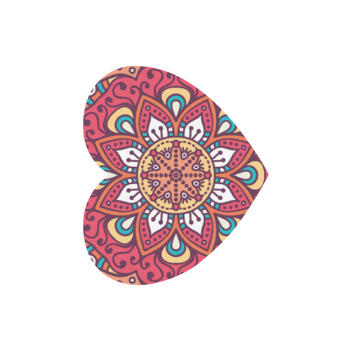 Red Bohemian Mandala Design Heart-shaped Mousepad