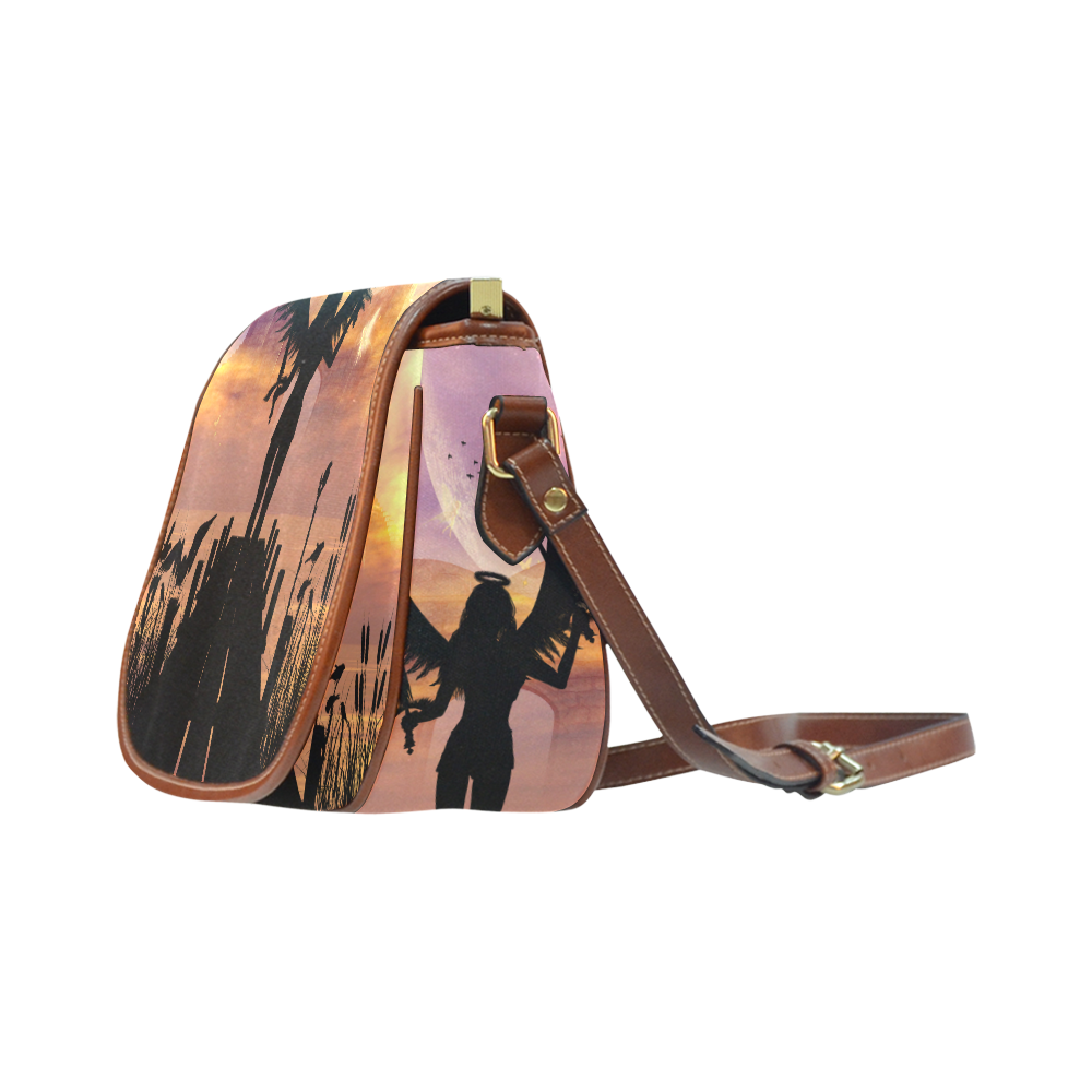 Angel on a jetty in the sunset Saddle Bag/Small (Model 1649) Full Customization