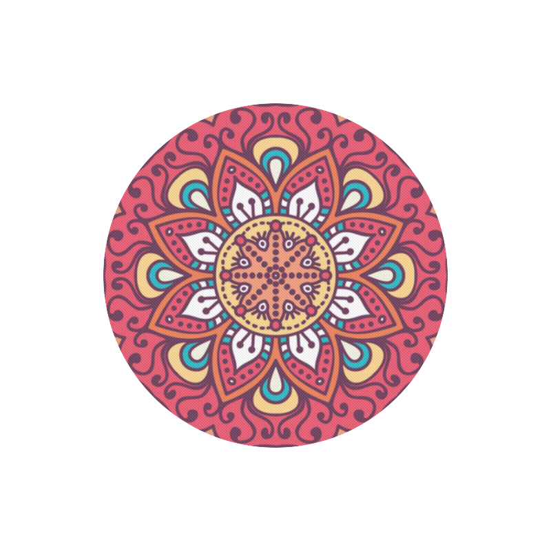 Red Bohemian Mandala Design Round Mousepad