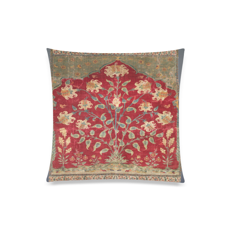 Indian Vintage 17th Century Floral Rug Custom Zippered Pillow Case 20"x20"(Twin Sides)