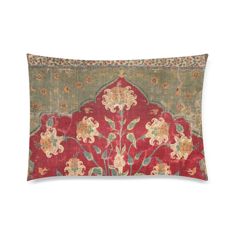 Vintage Indian 17th Century Floral Pattern Custom Zippered Pillow Case 20"x30"(Twin Sides)