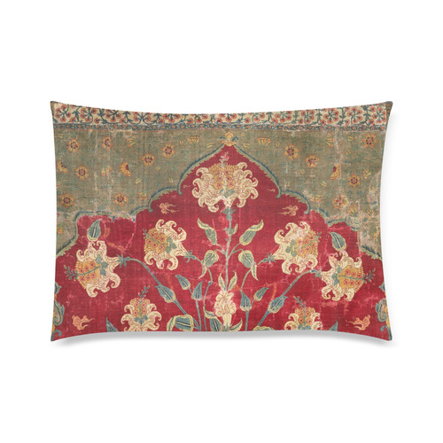 Vintage Indian 17th Century Floral Pattern Custom Zippered Pillow Case 20"x30"(Twin Sides)
