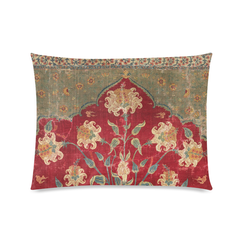 Vintage Indian 17th Century Floral Pattern Custom Zippered Pillow Case 20"x26"(Twin Sides)