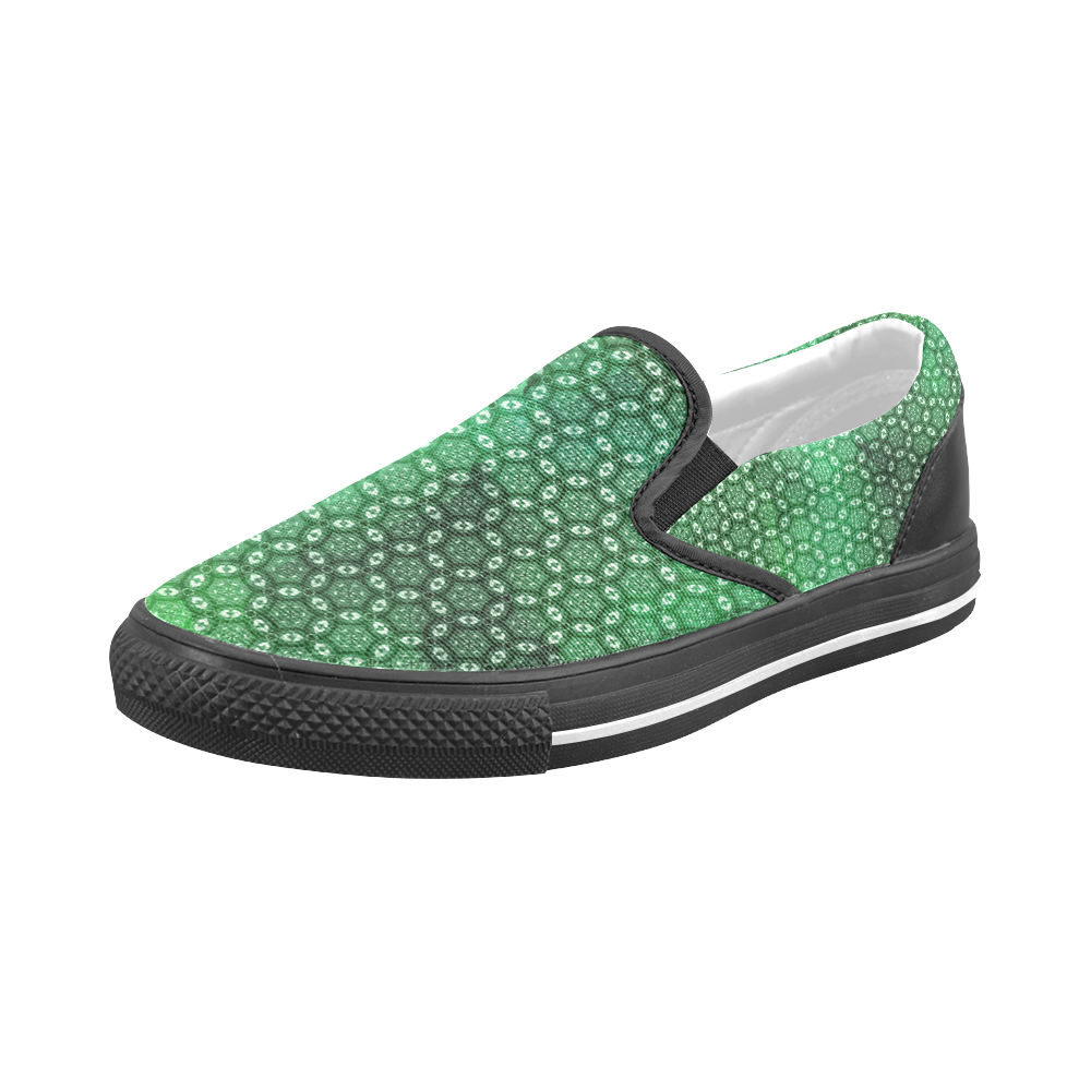 Green Abstract Forest Men's Slip-on Canvas Shoes (Model 019)