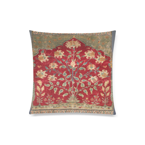 Indian Vintage 17th Century Floral Rug Custom Zippered Pillow Case 20"x20"(Twin Sides)