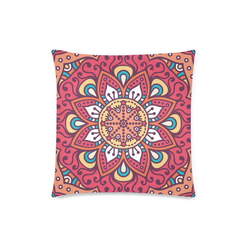 Red Bohemian Mandala Design Custom Zippered Pillow Case 18"x18"(Twin Sides)