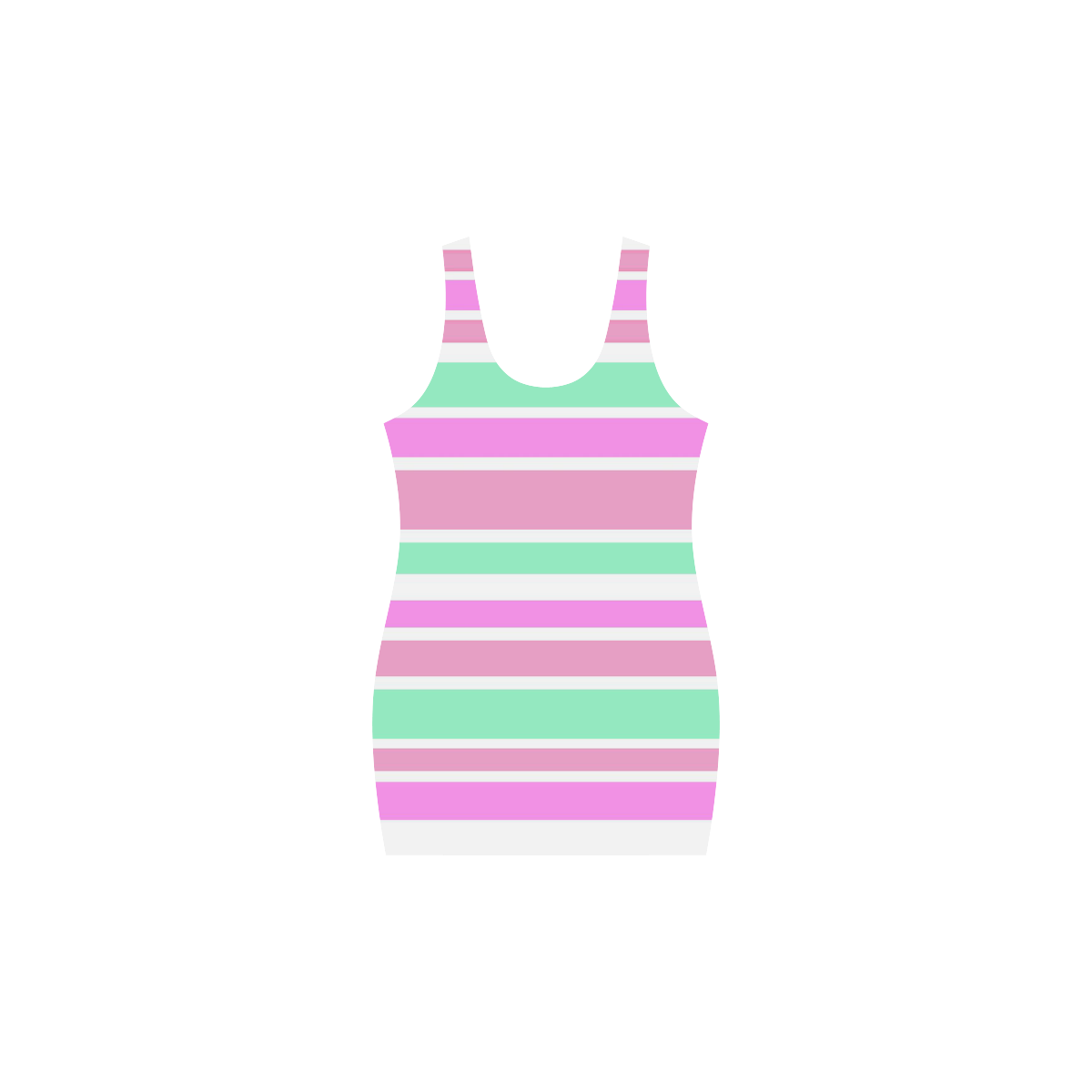 Pink Green Stripes Pattern Medea Vest Dress (Model D06)
