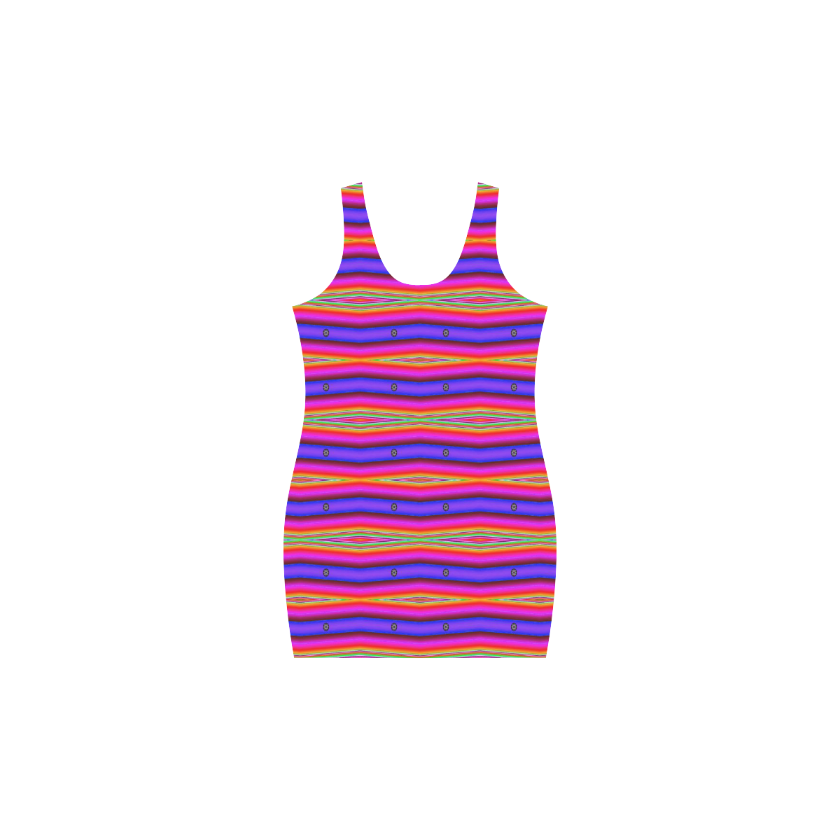 Bright Pink Purple Stripe Abstract Medea Vest Dress (Model D06)