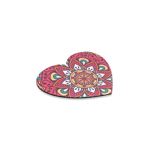 Red Bohemian Mandala Design Heart Coaster