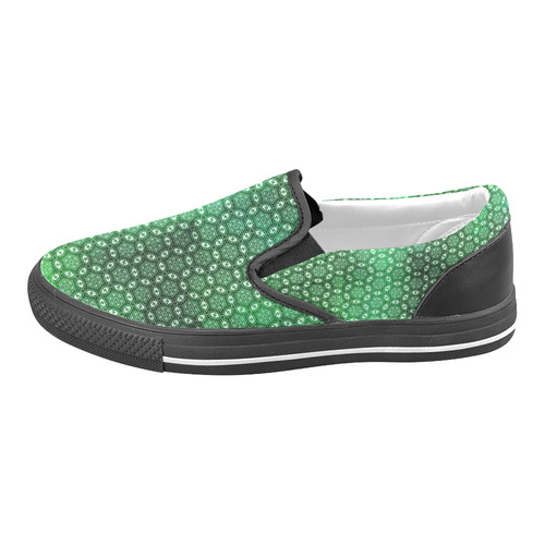 Green Abstract Forest Men's Slip-on Canvas Shoes (Model 019)