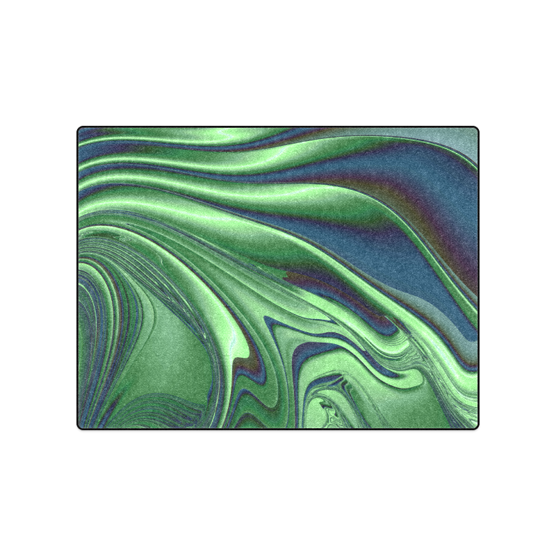 Blue Green Beautiful Satin Waves Fractal Art Blanket 50"x60"