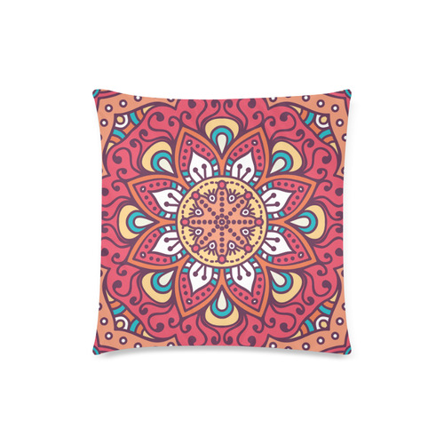 Red Bohemian Mandala Design Custom Zippered Pillow Case 18"x18" (one side)