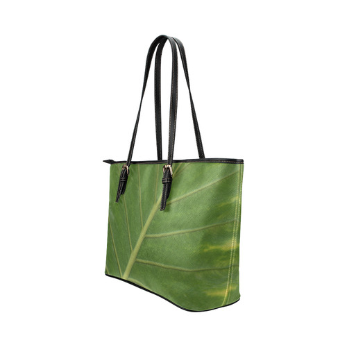 Elephant Ear Leaf Leather Tote Bag/Small (Model 1651)