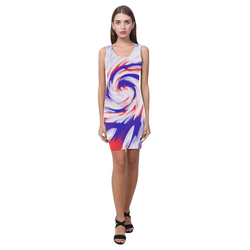 Red White Blue USA Patriotic Abstract Medea Vest Dress (Model D06)