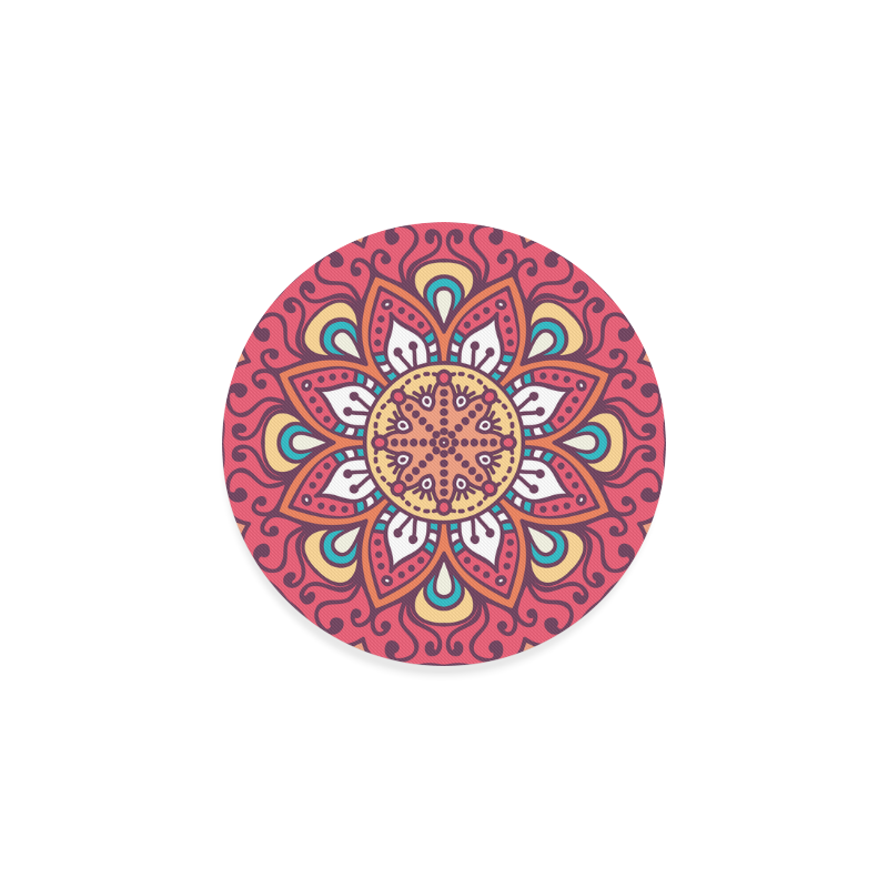 Red Bohemian Mandala Design Round Coaster