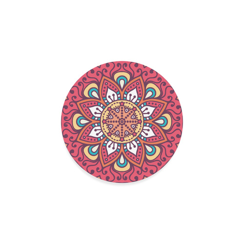 Red Bohemian Mandala Design Round Coaster