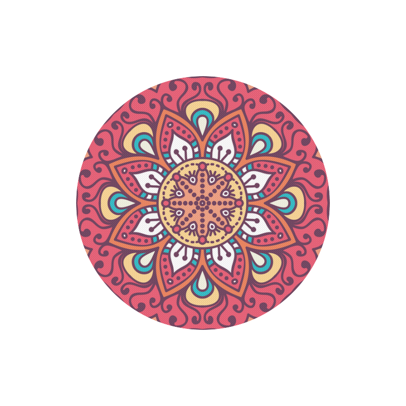 Red Bohemian Mandala Design Round Mousepad