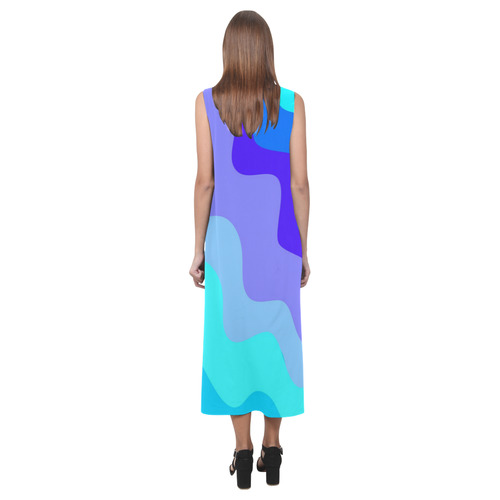 Blue Waves. Inspired by the Magic Island of Gotland. Phaedra Sleeveless Open Fork Long Dress (Model D08)