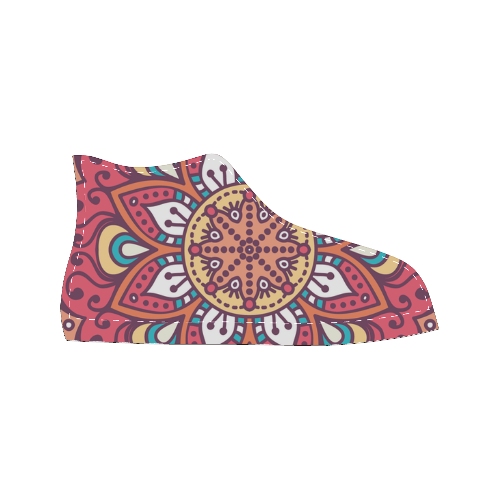 Red Bohemian Mandala Design Women's Classic High Top Canvas Shoes (Model 017)