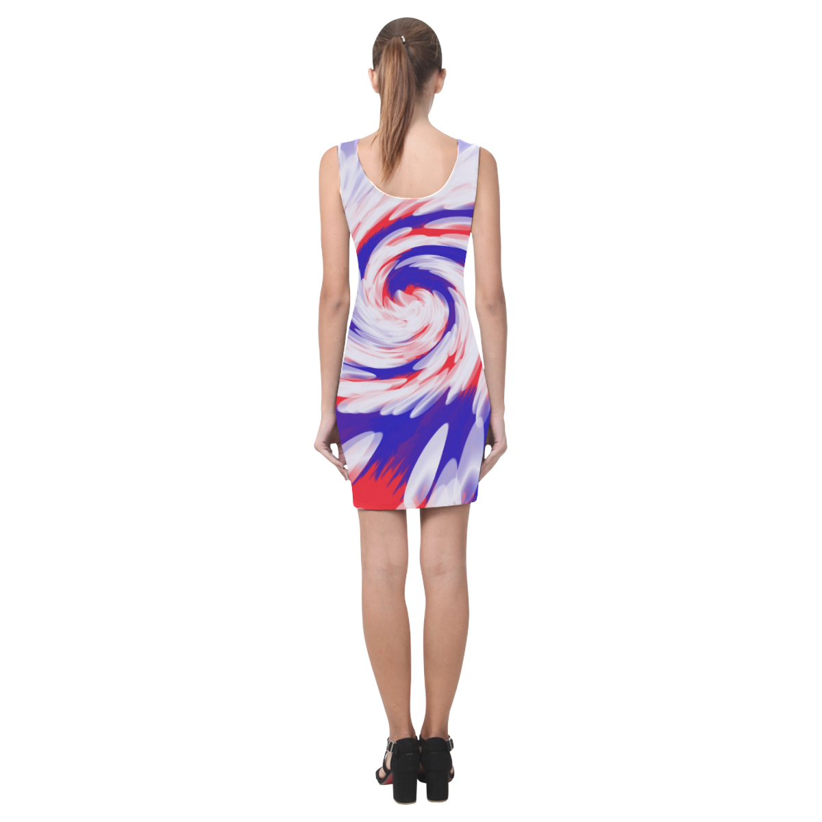 Red White Blue USA Patriotic Abstract Medea Vest Dress (Model D06)