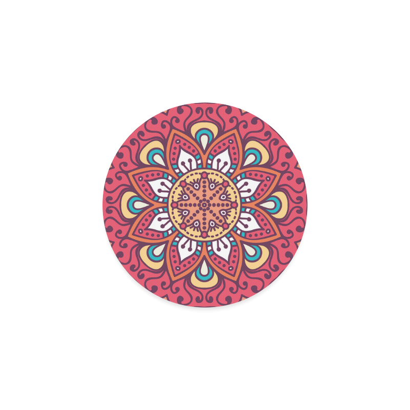 Red Bohemian Mandala Design Round Coaster