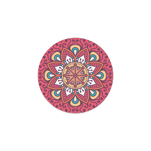 Red Bohemian Mandala Design Round Coaster