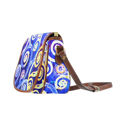 Blue Gold Modern Abstract Tree Nature Saddle Bag/Small (Model 1649) Full Customization