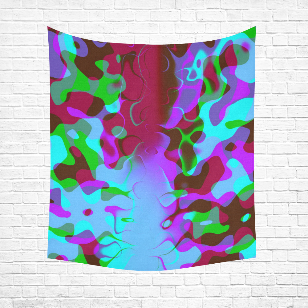 Retro Abstract Colorsplash Cotton Linen Wall Tapestry 51"x 60"