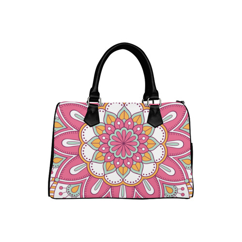Pink Bohemian Mandala Design Boston Handbag (Model 1621)
