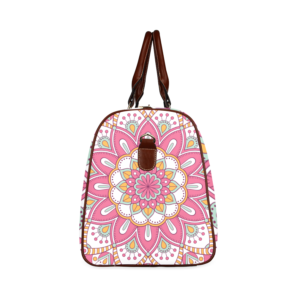 Pink Bohemian Mandala Design Waterproof Travel Bag/Small (Model 1639)