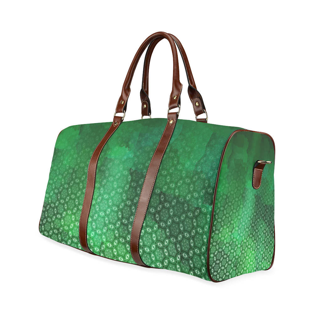 Ombre Green Abstract Forest Waterproof Travel Bag/Large (Model 1639)