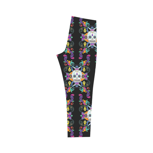 Día De Los Muertos Skulls Ornaments multicolored Capri Legging (Model L02)