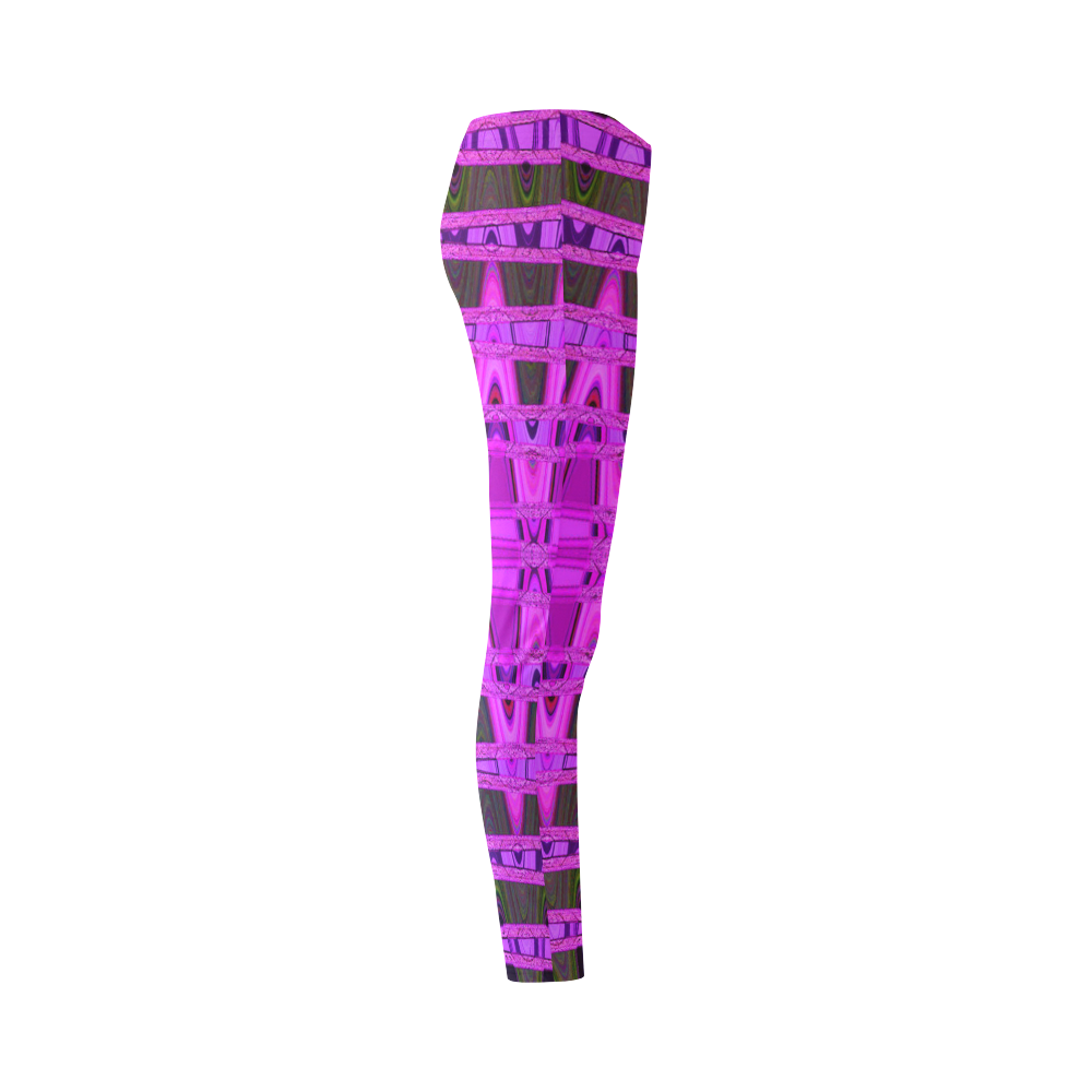 Bright Pink Black Abstract Pattern Cassandra Women's Leggings (Model L01)