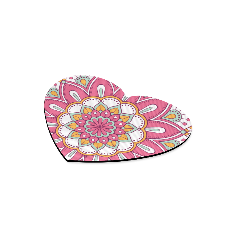 Pink Bohemian Mandala Design Heart-shaped Mousepad