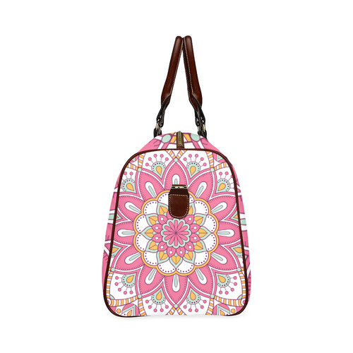 Pink Bohemian Mandala Design Waterproof Travel Bag/Small (Model 1639)