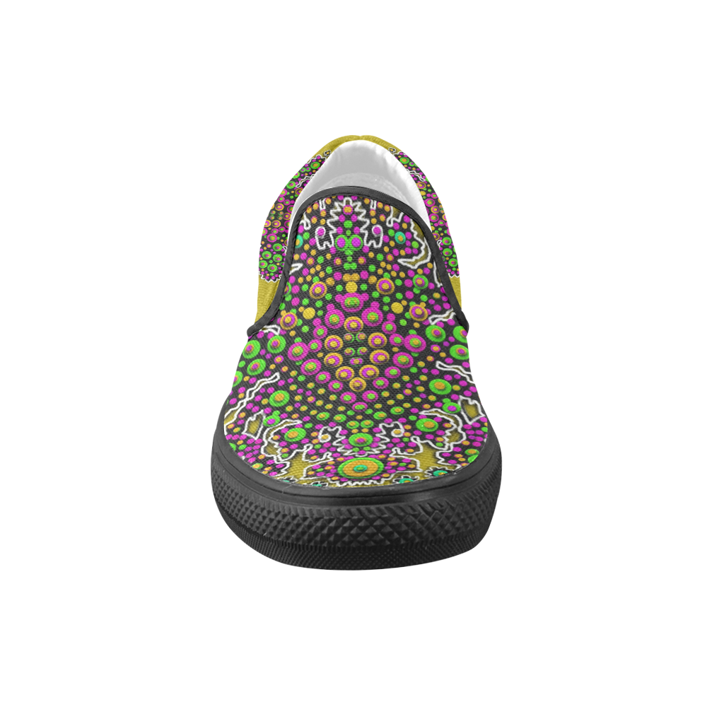 Fantasy flower peacock Mermaid with  pop art Women's Unusual Slip-on Canvas Shoes (Model 019)