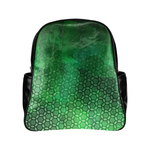 Ombre Green Abstract Forest Multi-Pockets Backpack (Model 1636)