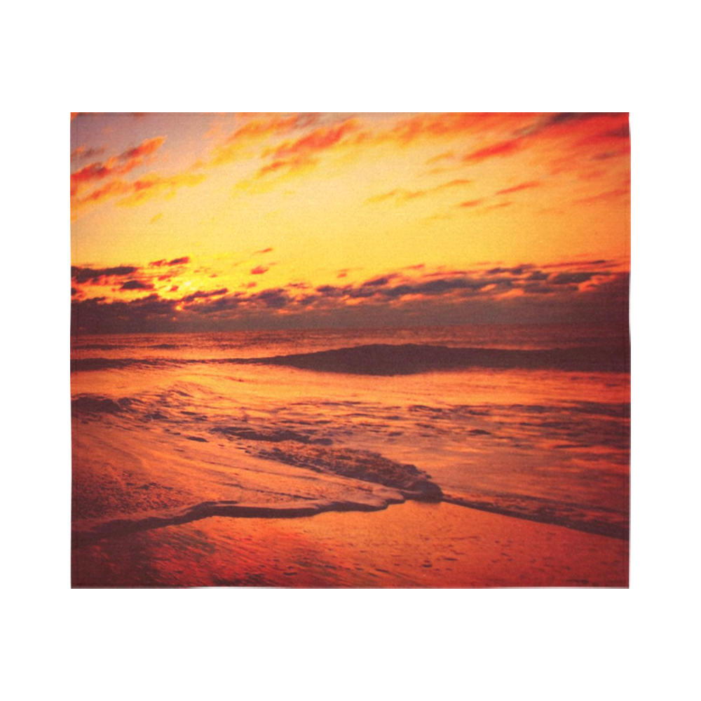 Stunning sunset on the beach 2 Cotton Linen Wall Tapestry 60"x 51"