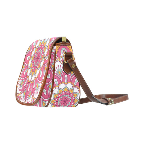 Pink Bohemian Mandala Design Saddle Bag/Large (Model 1649)