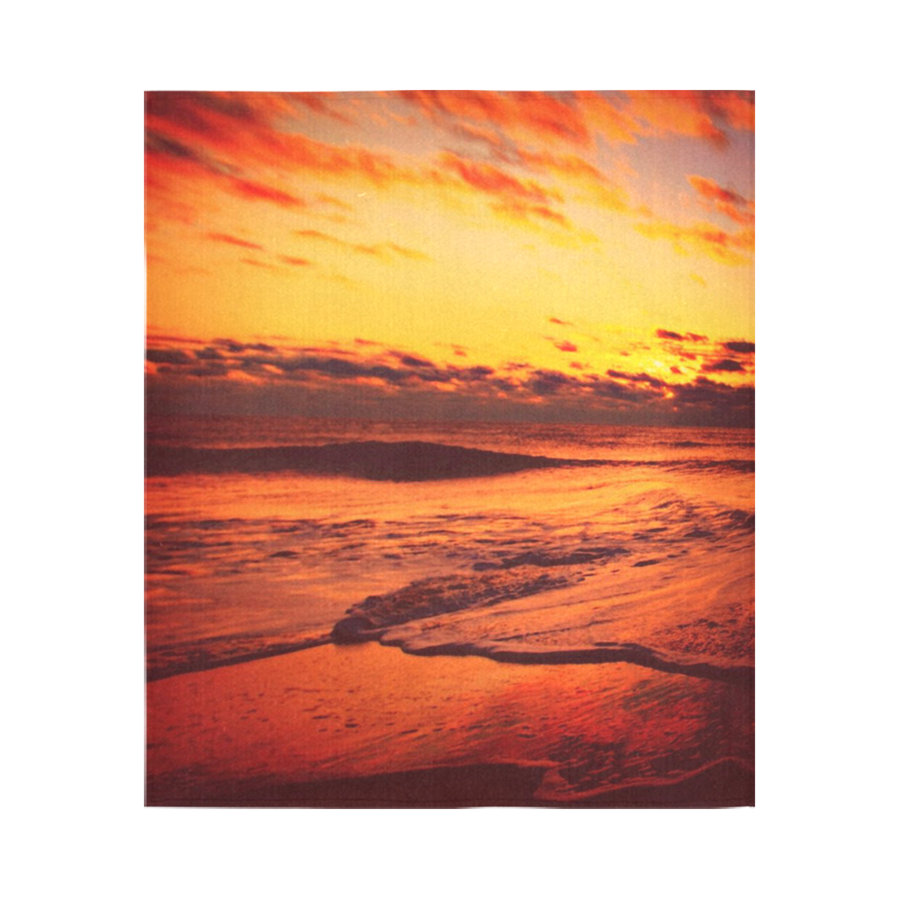 Stunning sunset on the beach 2 Cotton Linen Wall Tapestry 51"x 60"