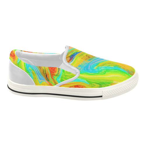 Happy Multicolor Painting Women's Slip-on Canvas Shoes (Model 019)