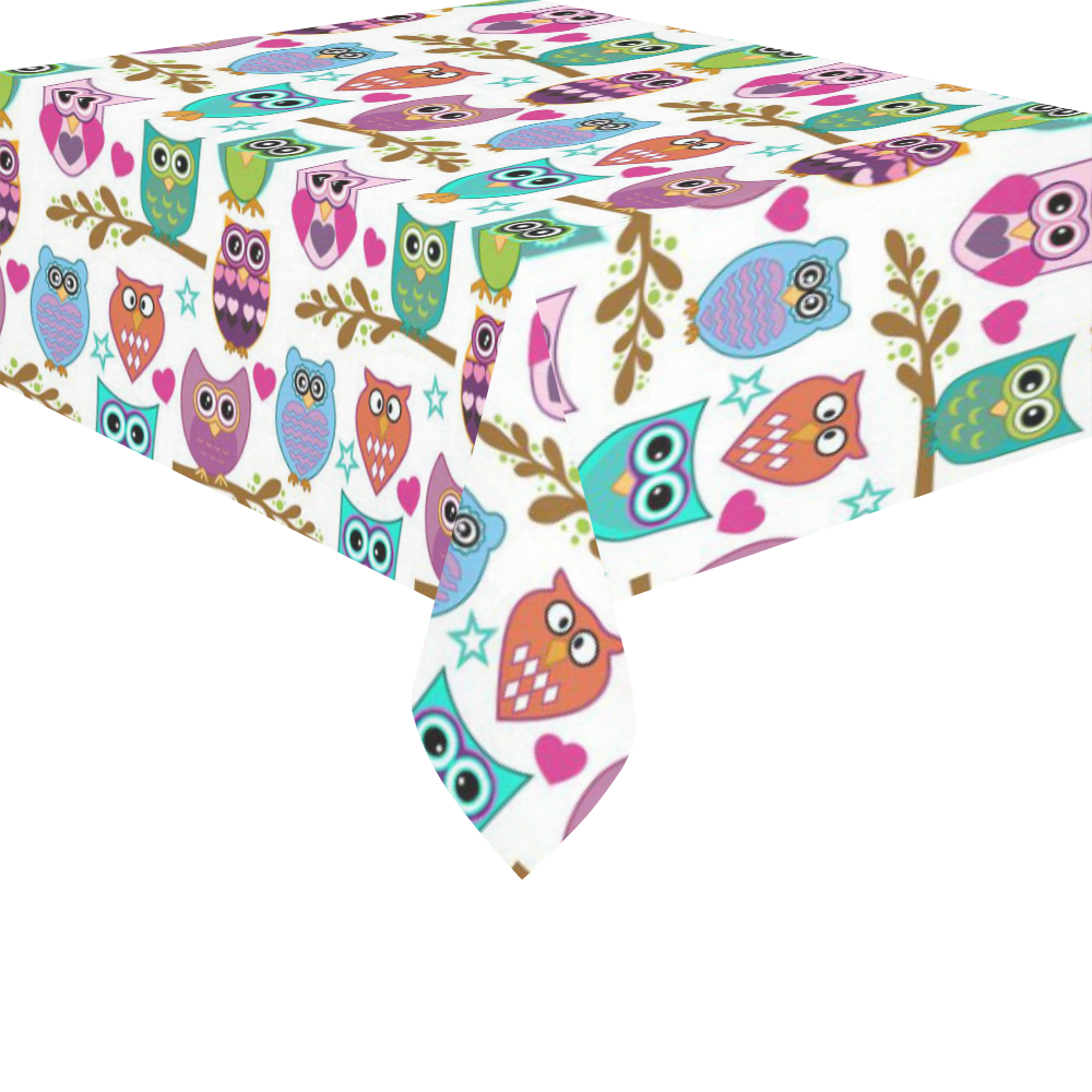 happy owls Cotton Linen Tablecloth 52"x 70"