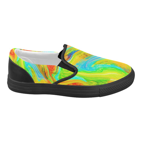 Happy Multicolor Painting Women's Slip-on Canvas Shoes (Model 019)