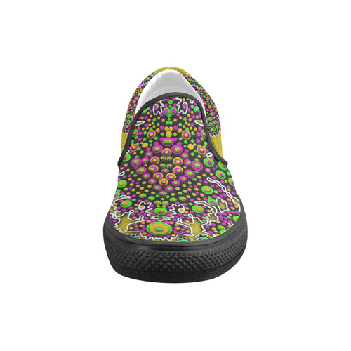 Fantasy flower peacock Mermaid with  pop art Women's Unusual Slip-on Canvas Shoes (Model 019)